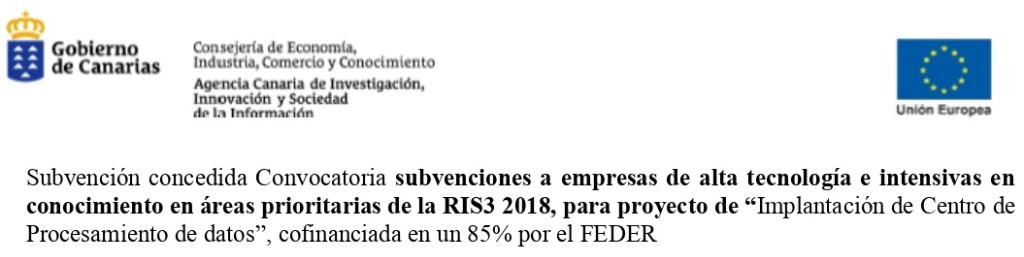 Subsidy Canary Islands Government and FEDER